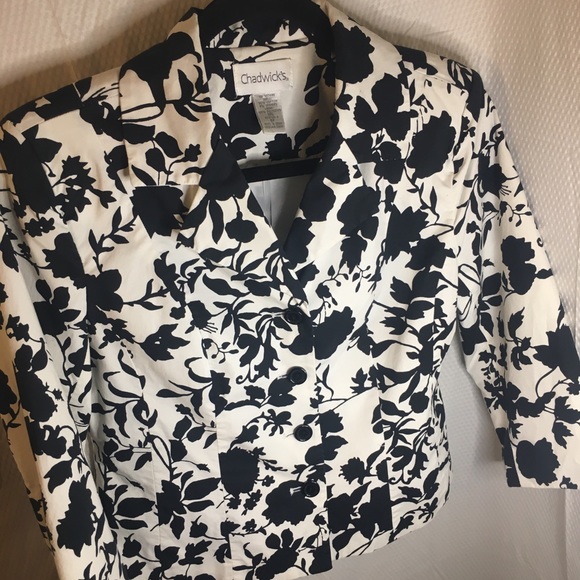 Chadwicks Jackets & Blazers - Chadwicks | Women’s White/Black Print Jacket/Pea Coat